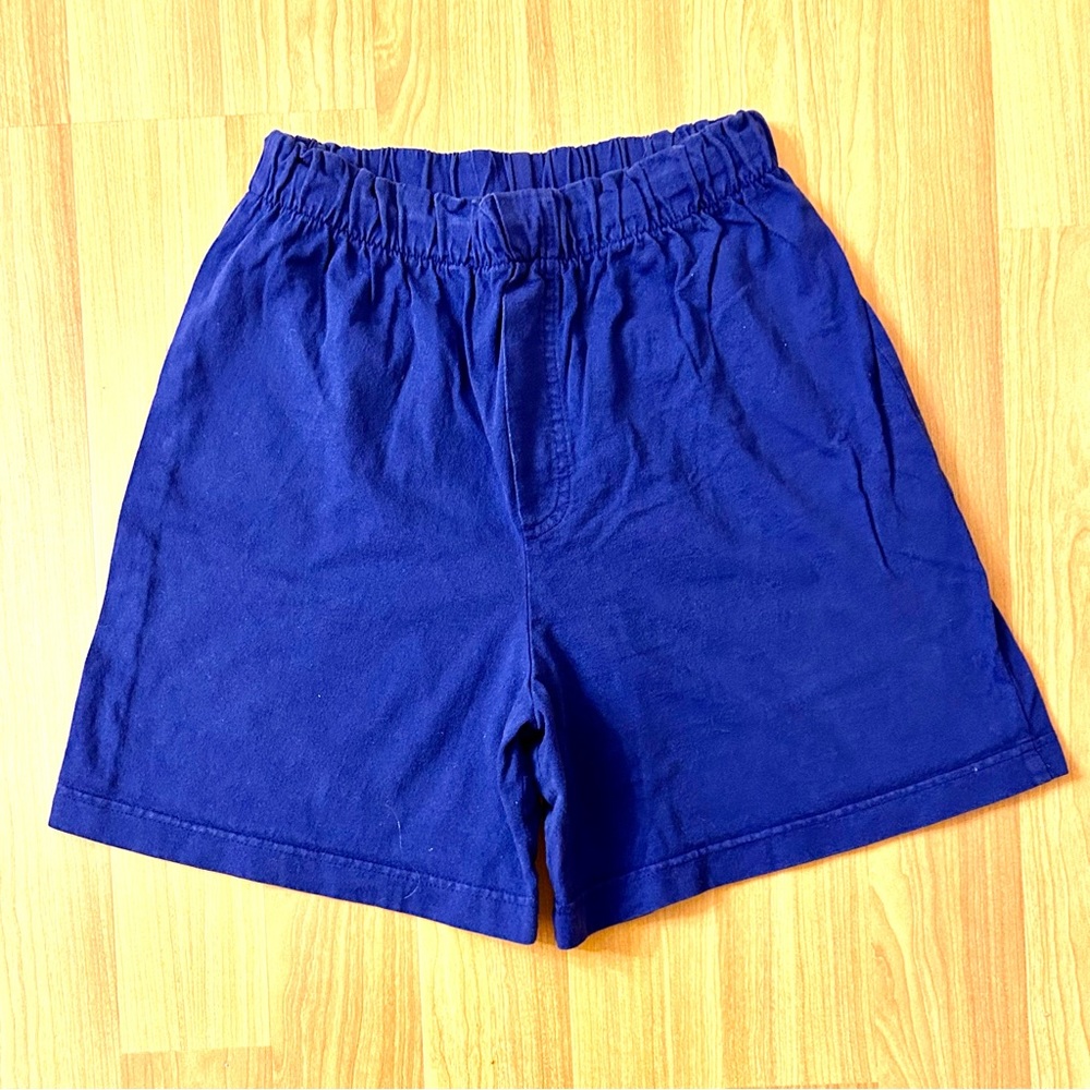 Vintage 80s dark purple wide leg shorts with super high rise and elastic waist